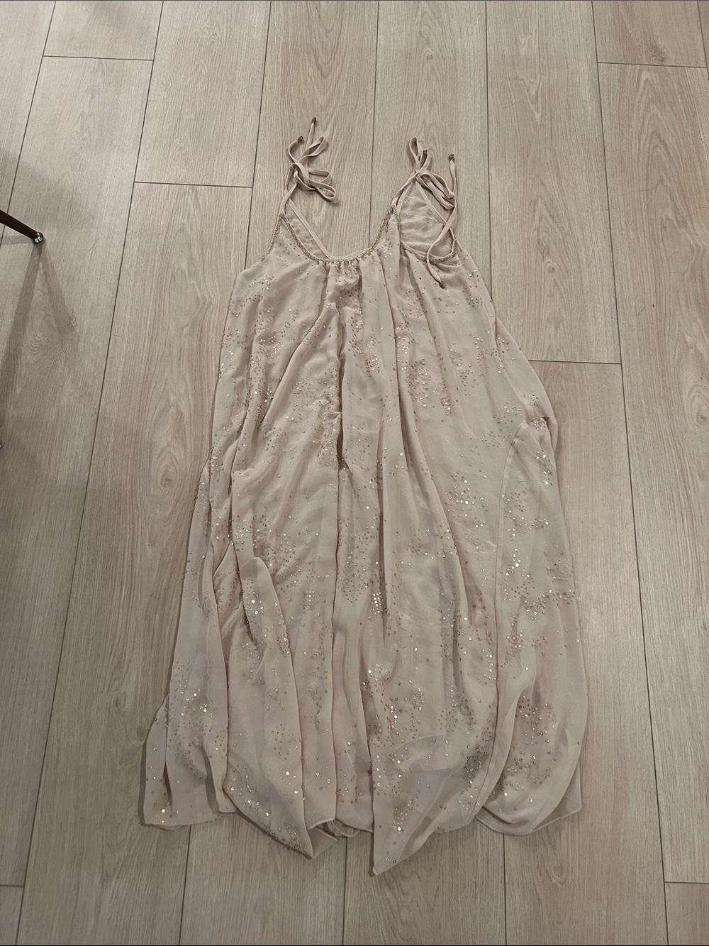 Free People Sleeveless Sequin Tie-Shoulder Sheer Maxi Dress
